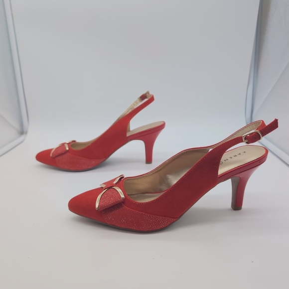 Karen Scott Sz 9.5 Elegant Red Slingback Heels Gladiss - Picture 4 of 9